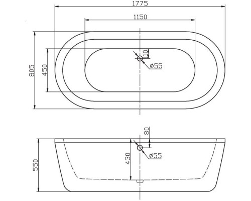 Акриловая ванна 177,5x80,5 см BelBagno BB12-1775