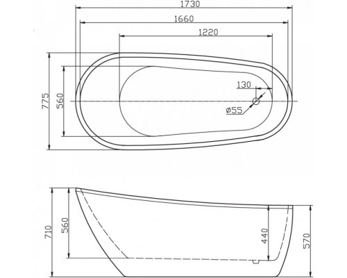 Акриловая ванна 173x77,5 см BelBagno BB15