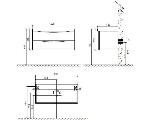 Тумба белый глянец 120 см BelBagno Ancona-N ANCONA-N-1200-2C-SO-BL