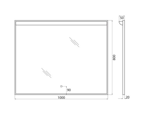 Зеркало 100x80 см BelBagno Uno SPC-UNO-1000-800-TCH