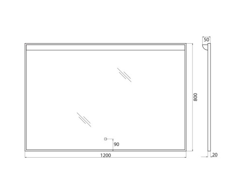 Зеркало 120x80 см BelBagno Uno SPC-UNO-1200-800-TCH