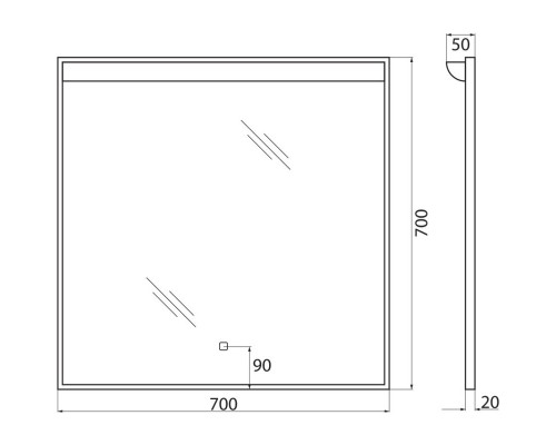 Зеркало 70x70 см BelBagno Uno SPC-UNO-700-700-TCH