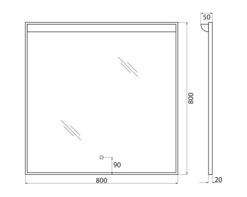 Зеркало 80x80 см BelBagno Uno SPC-UNO-800-800-TCH