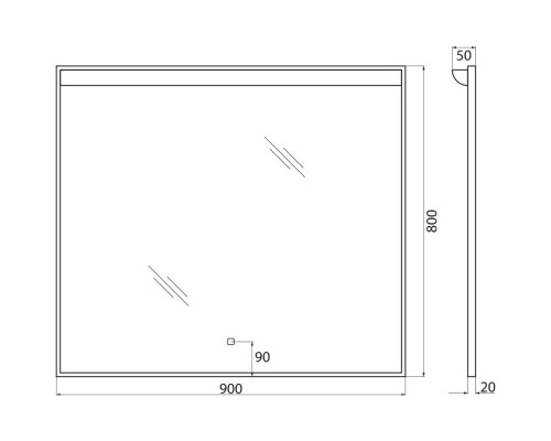 Зеркало 90x80 см BelBagno Uno SPC-UNO-900-800-TCH