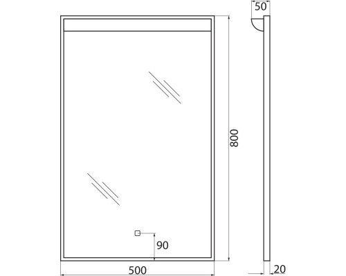 Зеркало 50x80 см BelBagno Uno SPC-UNO-500-800-TCH