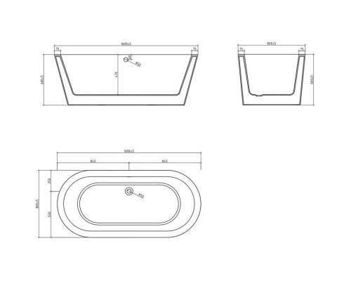 Акриловая ванна 169x80 см BelBagno BB202-1700-800