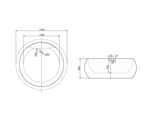 Акриловая ванна 155x155 см BelBagno BB30-1550