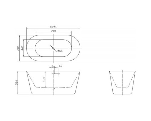 Акриловая ванна 139,5x68 см BelBagno BB306-1395