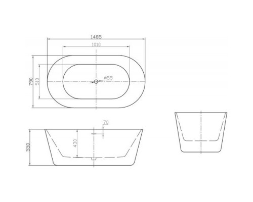 Акриловая ванна 148,5x79 см BelBagno BB306-1485