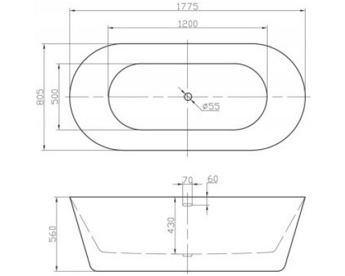 Акриловая ванна 177,5x80,5 см BelBagno BB306-1775