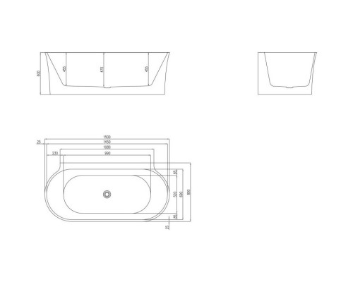 Акриловая ванна 150x80 см BelBagno BB409-1500-800