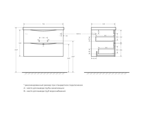 Тумба Bianco Opaco 74,6 см BelBagno Marino MARINO-750-2C-SO-BO-P