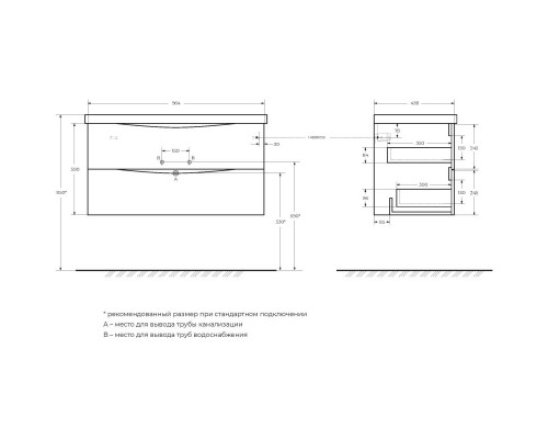 Тумба Bianco Opaco 96,4 см BelBagno Marino MARINO-CER-1000-2C-SO-BO-P