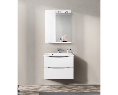 Зеркальный шкаф 60x75 см Bianco Lucido BelBagno Marino MARINO-SPC-600/750-1A-BL-P-L