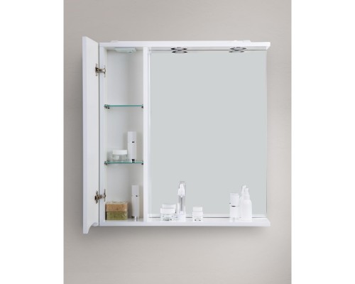 Зеркальный шкаф 60x75 см Bianco Lucido BelBagno Marino MARINO-SPC-600/750-1A-BL-P-L