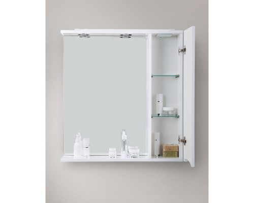 Зеркальный шкаф 60x75 см Bianco Lucido BelBagno Marino MARINO-SPC-600/750-1A-BL-P-R