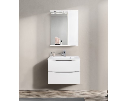 Зеркальный шкаф 60x75 см Bianco Lucido BelBagno Marino MARINO-SPC-600/750-1A-BL-P-R