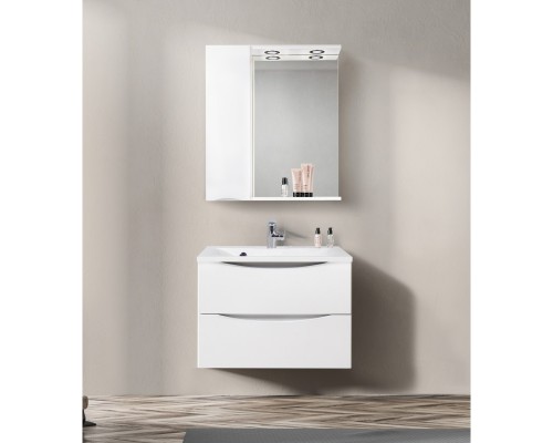 Зеркальный шкаф 70x75 см Bianco Lucido BelBagno Marino MARINO-SPC-700/750-1A-BL-P-L