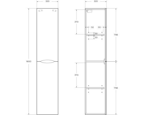 Пенал подвесной Bianco Lucido BelBagno Acqua ACQUA-1600-2A-SC-BL-P