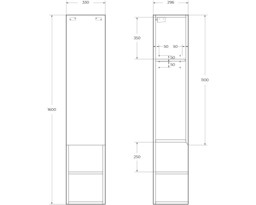 Пенал подвесной Rovere Nebrasca Nature BelBagno Kraft KRAFT-1600-1A-SC-RNN-R