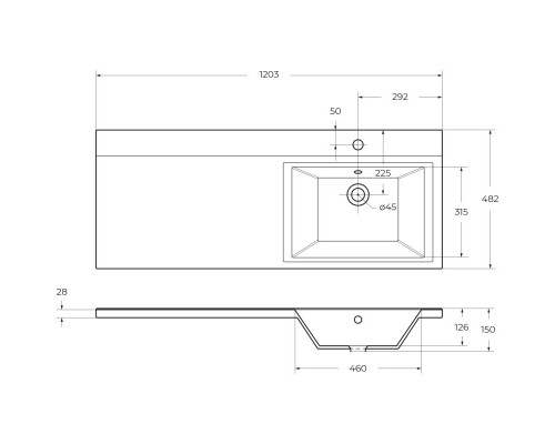 Тумба с раковиной Bianco Opaco 120,3 см BelBagno Kraft KRAFT-LVD-580/1200-2C-PIA-BO + BB1200/480-LV-MR-R