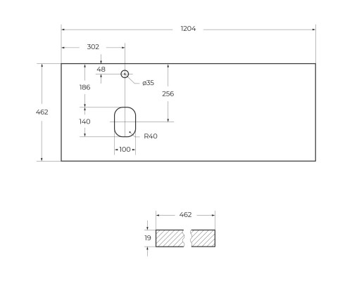 Столешница 120,4 см Bianco Lucido Belbagno Kraft EK-120-AS-BL-L