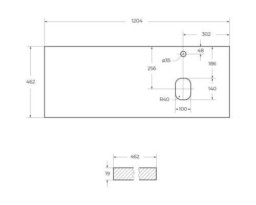 Столешница 120,4 см Bianco Opaco Belbagno Kraft EK-120-AS-BO-R