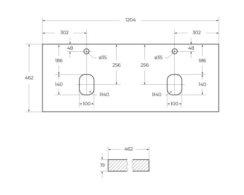 Столешница 120,4 см Bianco Lucido Belbagno Kraft EK-120-2-BL