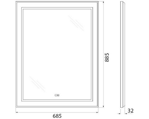 Зеркало 68,5x88,5 см BelBagno Kraft SPC-KRAFT-685-885-TCH-WARM-NERO