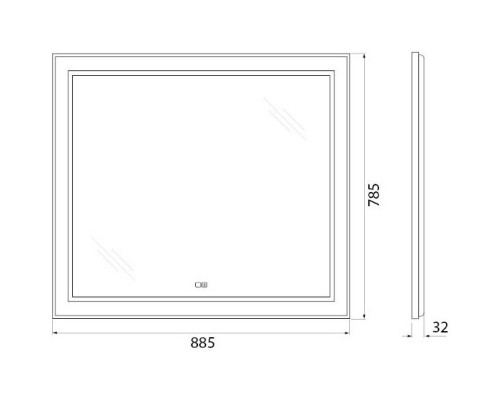 Зеркало 88,5x78,5 см BelBagno Kraft SPC-KRAFT-885-785-TCH-WARM-NERO