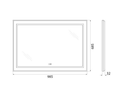 Зеркало 98,5x68,5 см BelBagno Kraft SPC-KRAFT-985-685-TCH-WARM-NERO