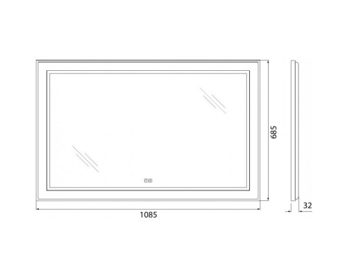 Зеркало 108,5x68,5 см BelBagno Kraft SPC-KRAFT-1085-685-TCH-WARM-NERO