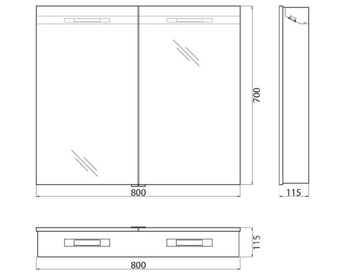 Зеркальный шкаф 80x70 см BelBagno SPC-2A-DL-BL-800