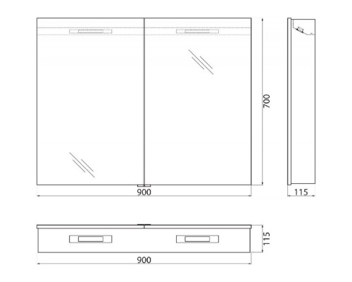 Зеркальный шкаф 90x70 см BelBagno SPC-2A-DL-BL-900