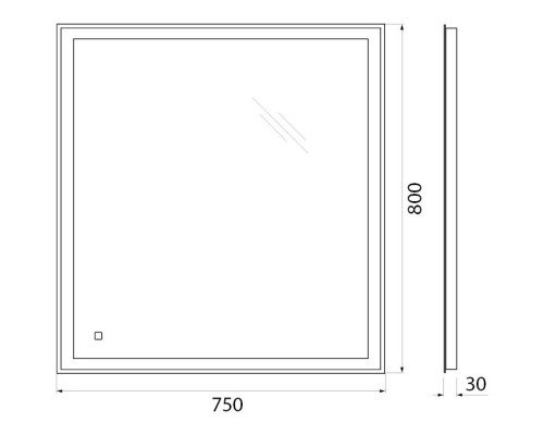 Зеркало 75x80 см BelBagno SPC-GRT-750-800-LED-TCH