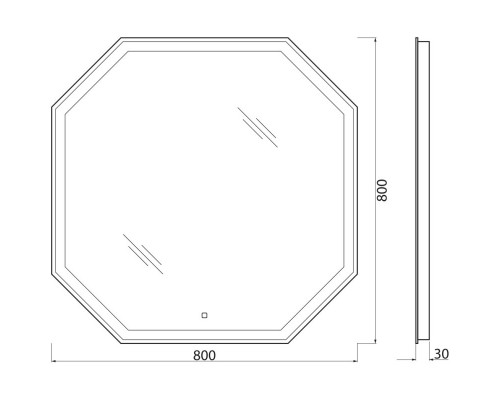 Зеркало 80x80 см BelBagno SPC-OTT-800-800-LED-TCH