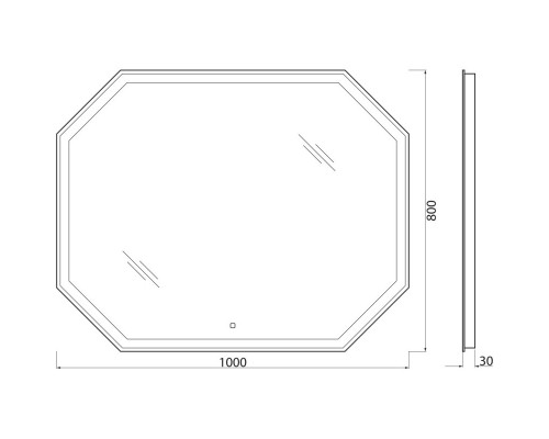 Зеркало 100x80 см BelBagno SPC-OTT-1000-800-LED-TCH