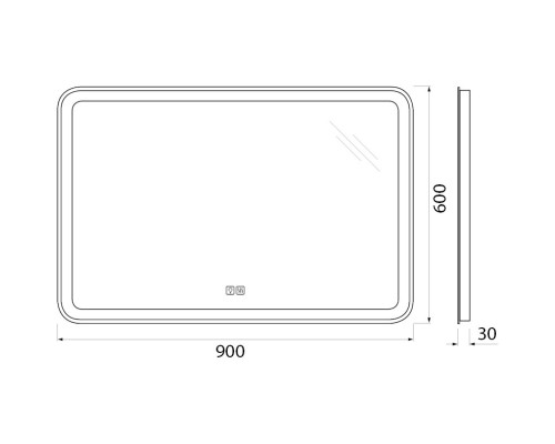 Зеркало 90x60 см BelBagno Marino SPC-MAR-900-600-LED-TCH-WARM