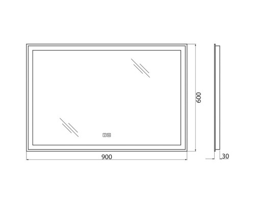 Зеркало 90x60 см BelBagno SPC-GRT-900-600-LED-TCH-WARM