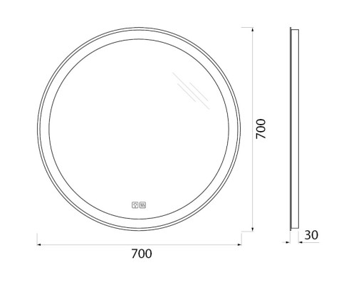 Зеркало 70x70 см BelBagno SPC-RNG-700-LED-TCH-WARM