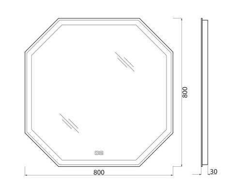 Зеркало 80x80 см BelBagno SPC-OTT-800-800-LED-TCH-WARM