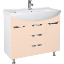 Тумба с раковиной бежевый глянец/белый глянец 90,6 см Bellezza Альфа 4638815110070 + 4660018640153