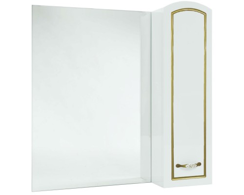 Зеркальный шкаф 68x80 см белый глянец золотая патина R Bellezza Амелия 4610311001380