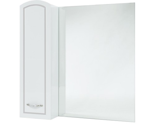 Зеркальный шкаф 68x80 см белый глянец серебряная патина L Bellezza Амелия 4610311002394