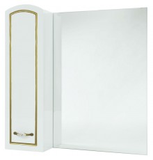Зеркальный шкаф 78x80 см белый глянец золотая патина L Bellezza Амелия 4610313002385