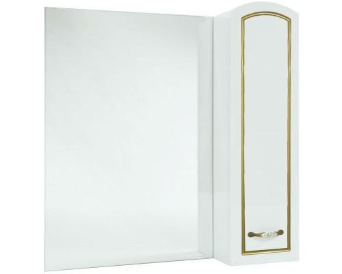 Зеркальный шкаф 78x80 см белый глянец золотая патина R Bellezza Амелия 4610313001388