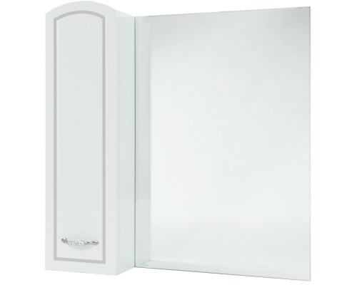 Зеркальный шкаф 78x80 см белый глянец серебряная патина L Bellezza Амелия 4610313002392