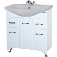 Тумба с раковиной белый глянец 76 см Bellezza Дрея 4631312000011 + 4620008197371