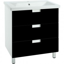 Тумба с раковиной черный глянец/белый глянец 80 см Bellezza Пегас 4630413140046 + 4690311045416