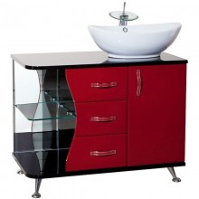 Тумба с раковиной красный глянец/черный глянец 91 см Bellezza Рио 4633615141217 + 4620008193823